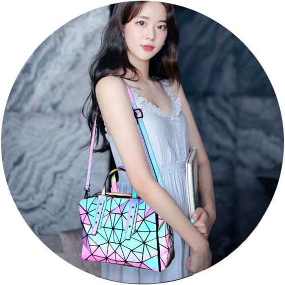 Geometric Luminous Purses Handbags Holographic Crossbody Shoulder Bag - Picture 3 of 9